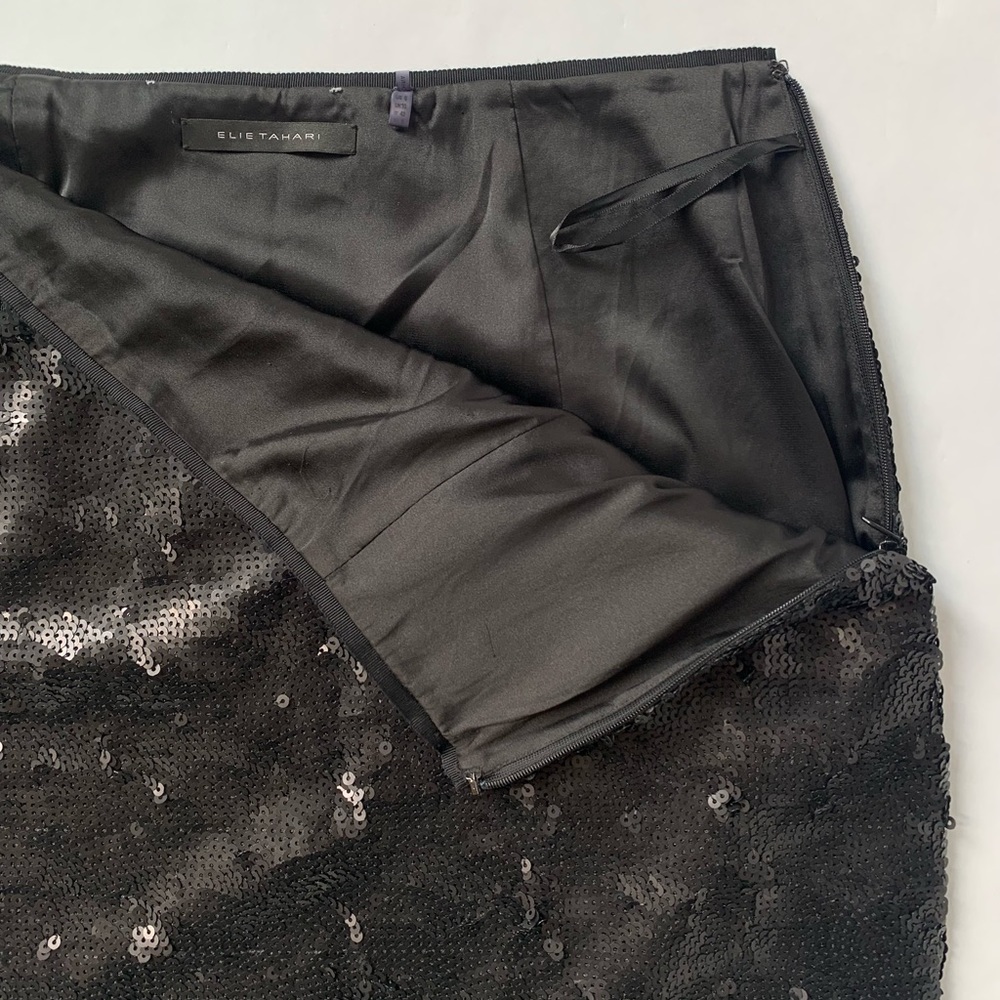 Elie Tahari black Alexis sequin skirt - Picture 3 of 4